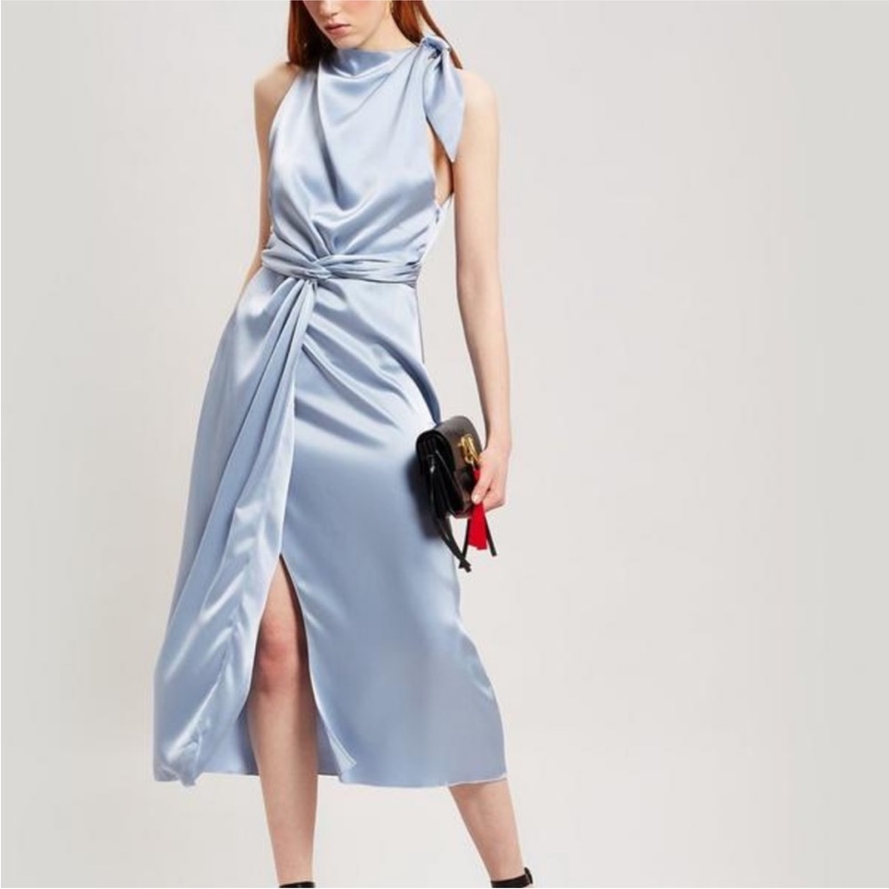 NANUSHKA Kalila Tie Shoulder Satin Midi-Dress‎ medium